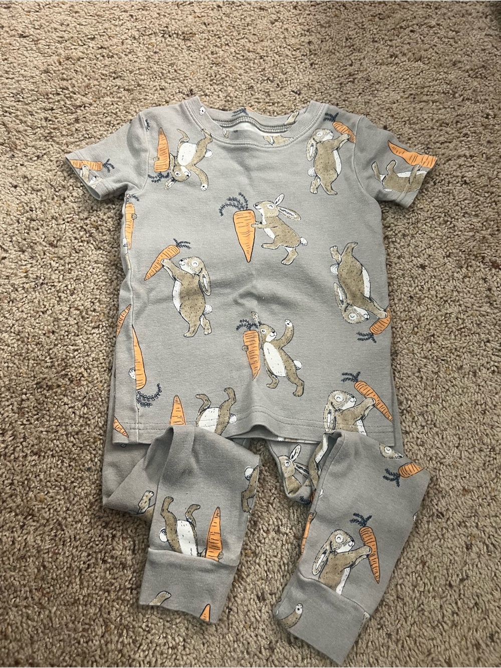 Carter’s Bedtime Kids Gray Bunny & Carrot Two-Piece Pajama Set